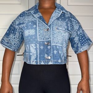 Forever 21 Bandana Print Denim Shirt
